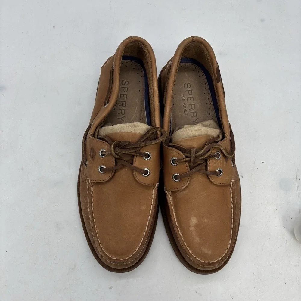 Sperry Top-Sider Leather Boat Shoes Mens 9 M Brown Slip On Loafers Mocs Dillards